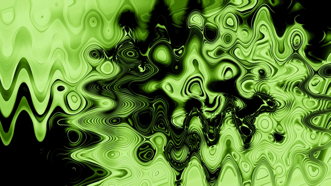 Abstract green and black wavy pattern.