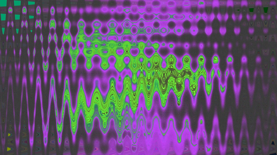 Abstract pattern with purple and green waves.