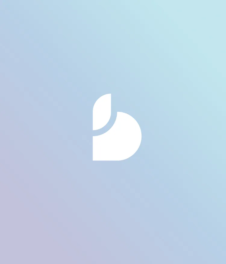 Abstract white logo on a gradient blue background.