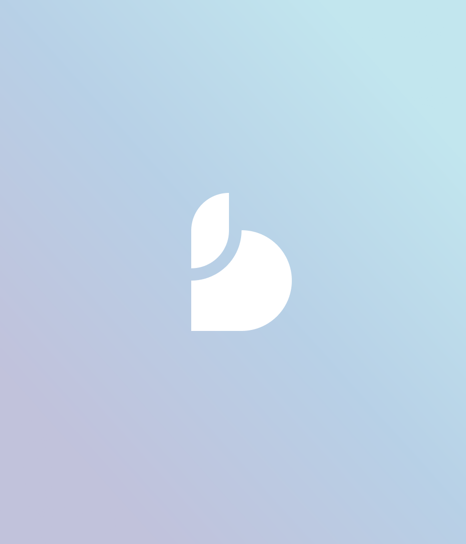 Abstract white logo on a gradient blue background.