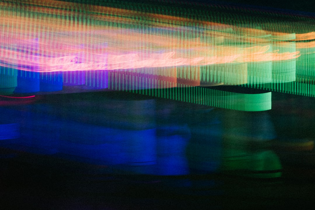 Colorful abstract light trails in motion.