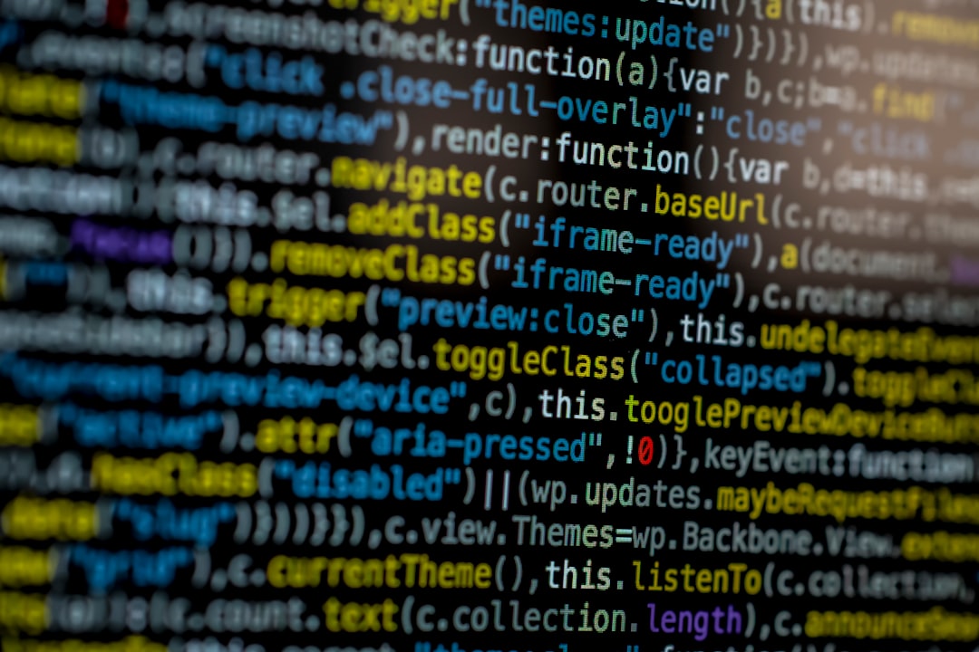Colorful lines of computer code on a screen.