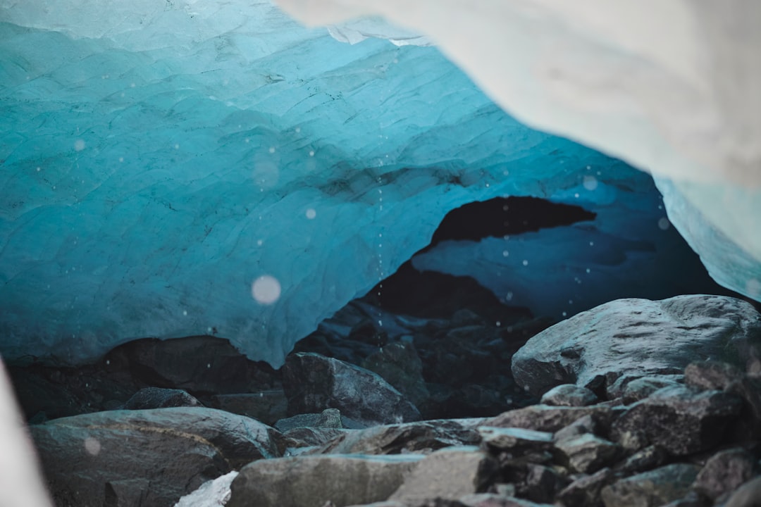 Ice cave with rocky entrance