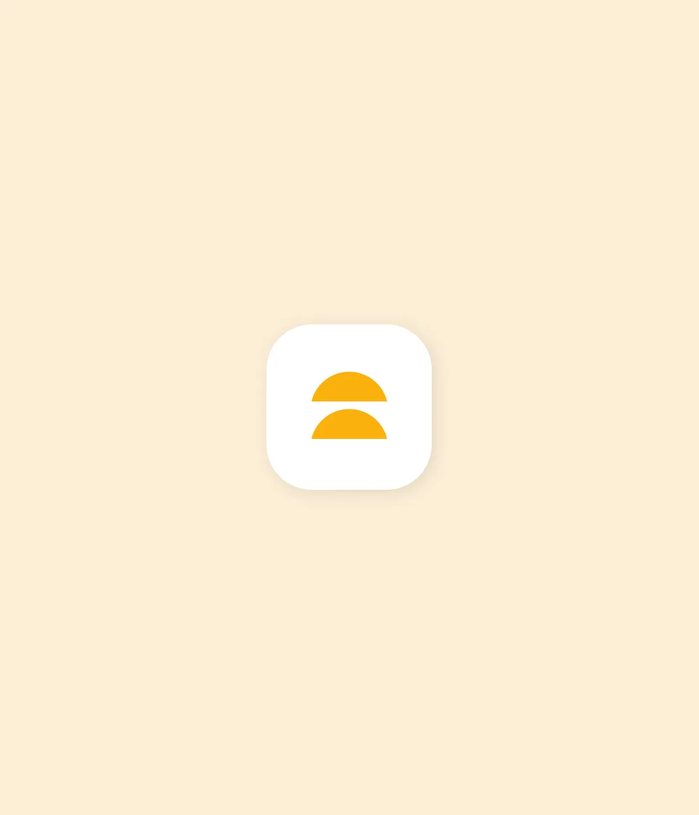 Minimalist logo with two yellow semicircles on a white square.