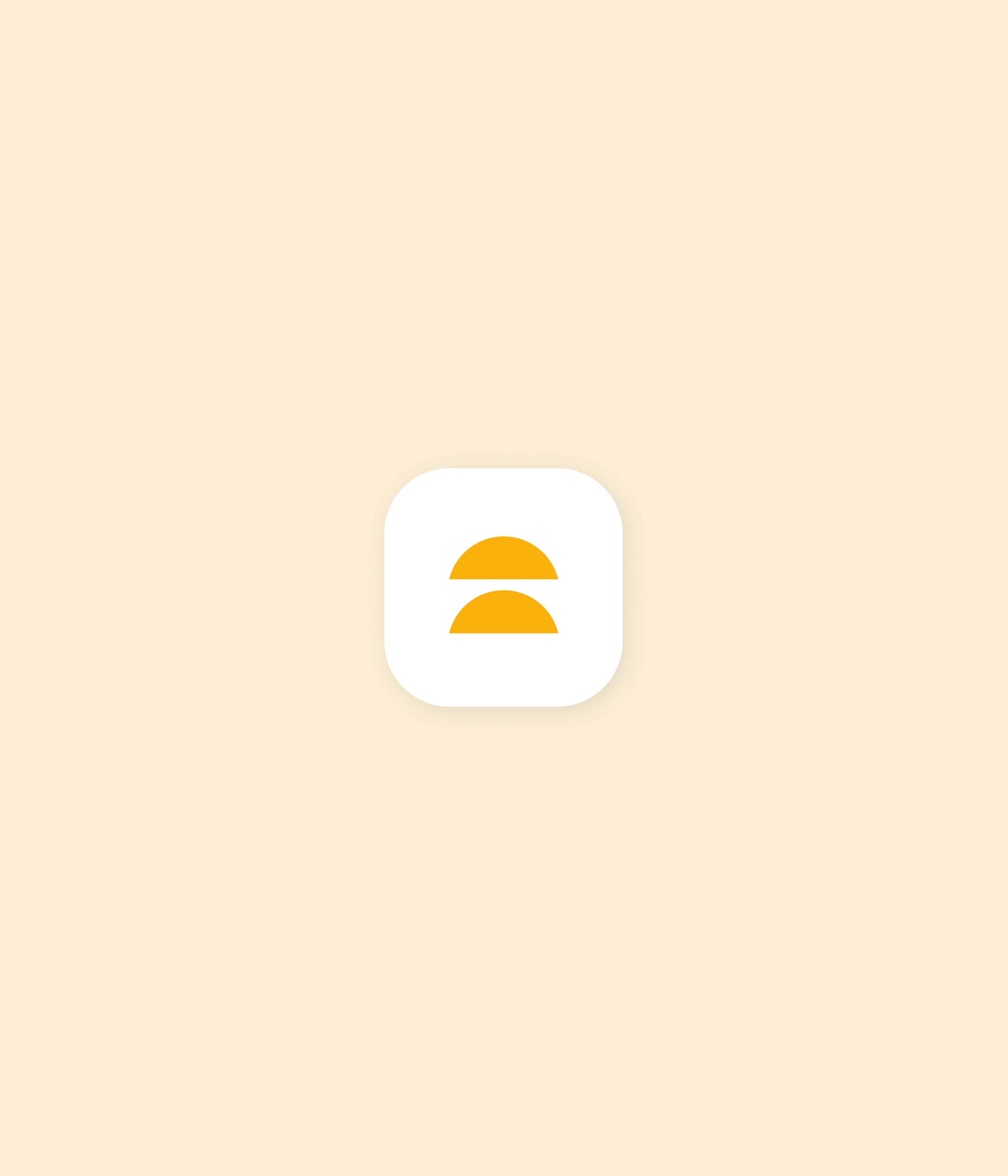 Minimalist logo with two yellow semicircles on a white square.