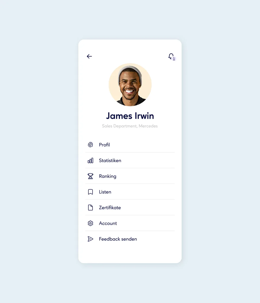 Mobile app interface displaying a user profile.