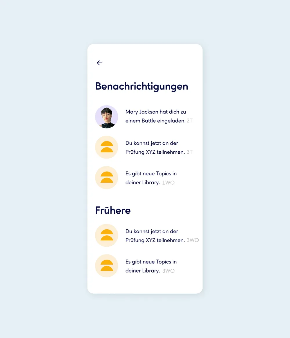 Mobile app notification screen in German.