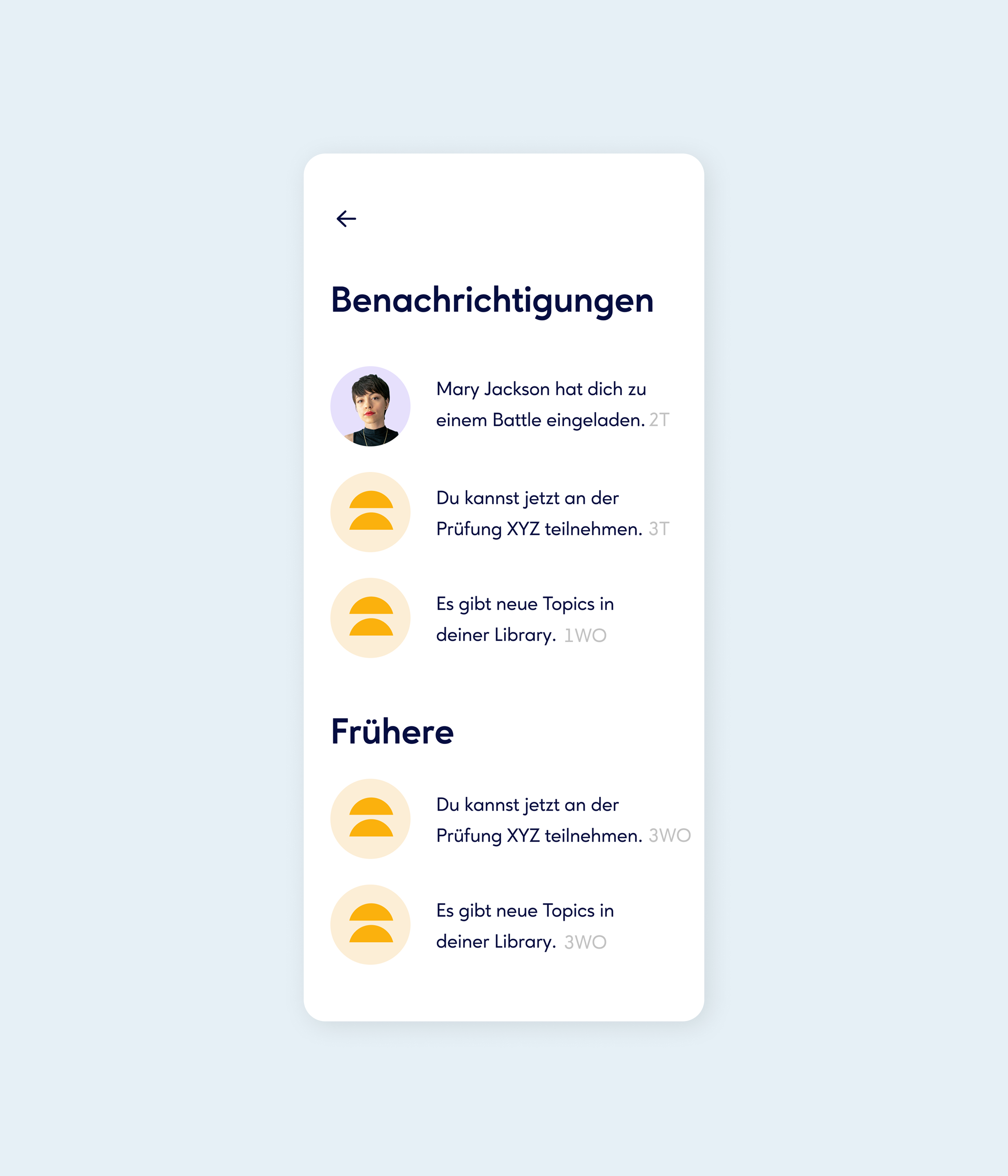 Mobile app notification screen in German.