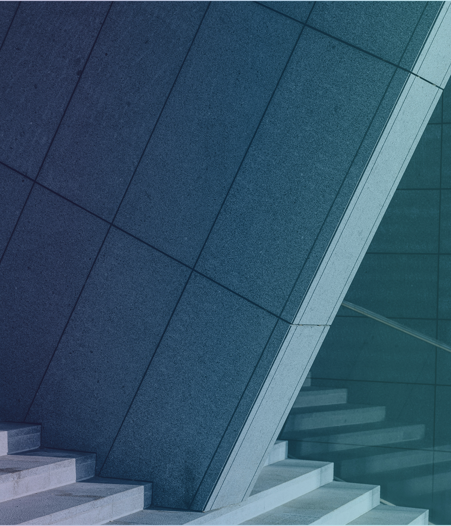 Modern architectural structure with stairs.