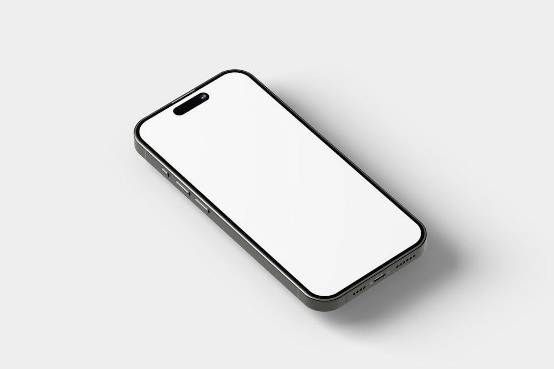 Smartphone with a blank screen on a white background.