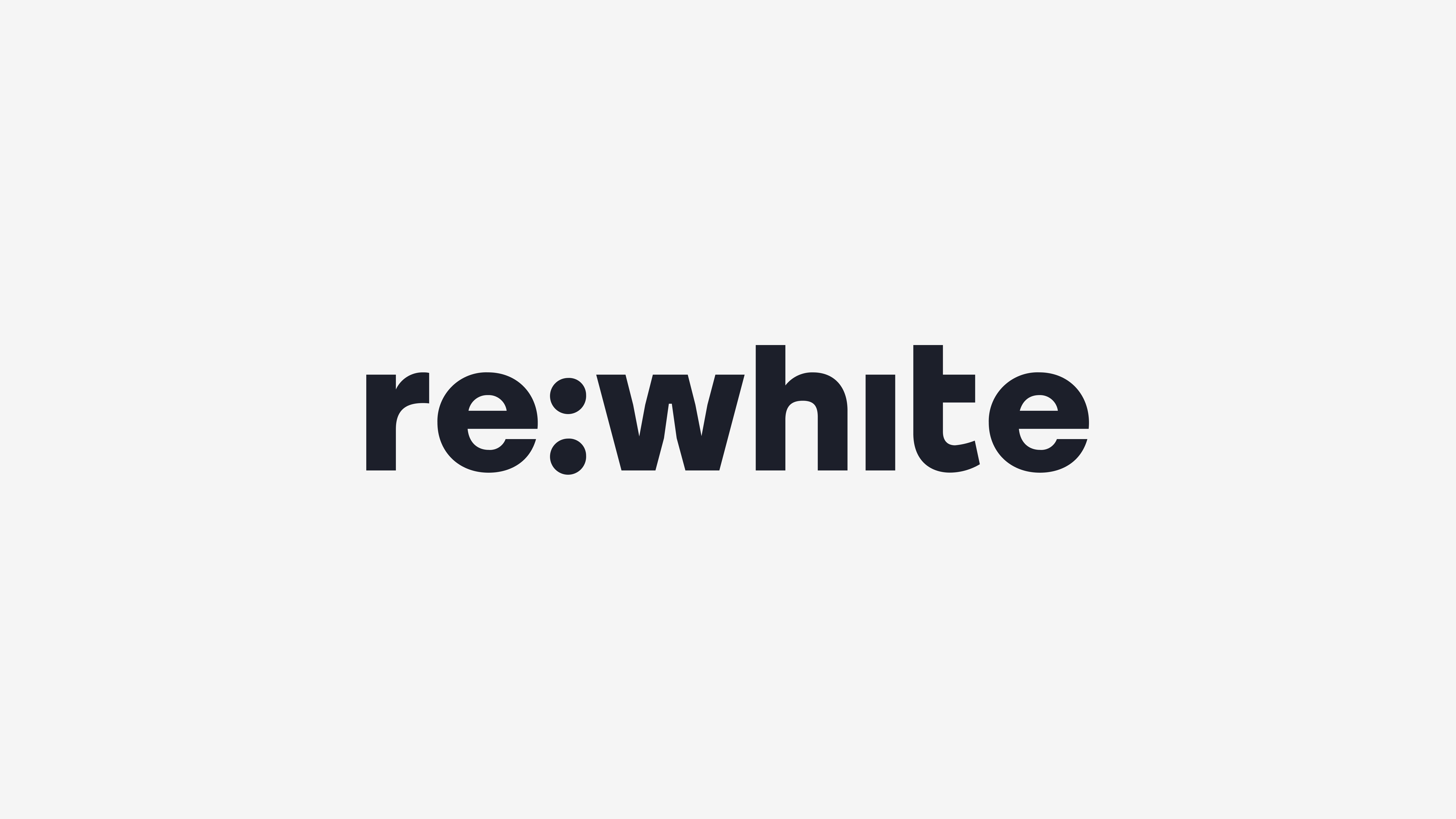 The word 're:white' in bold black text on a white background.