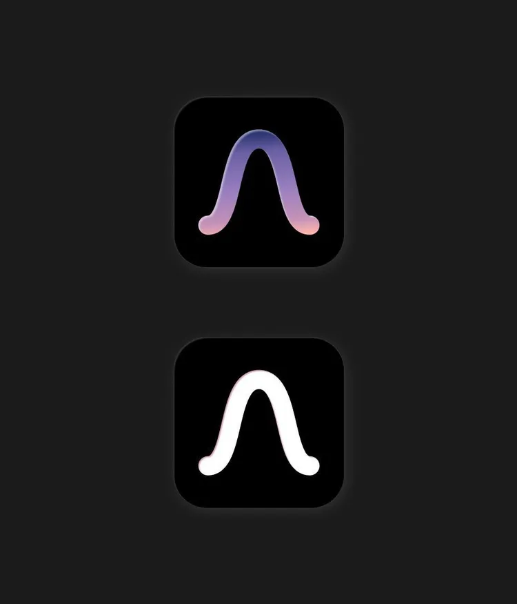 Two app icons with stylized wave symbols on a dark background.