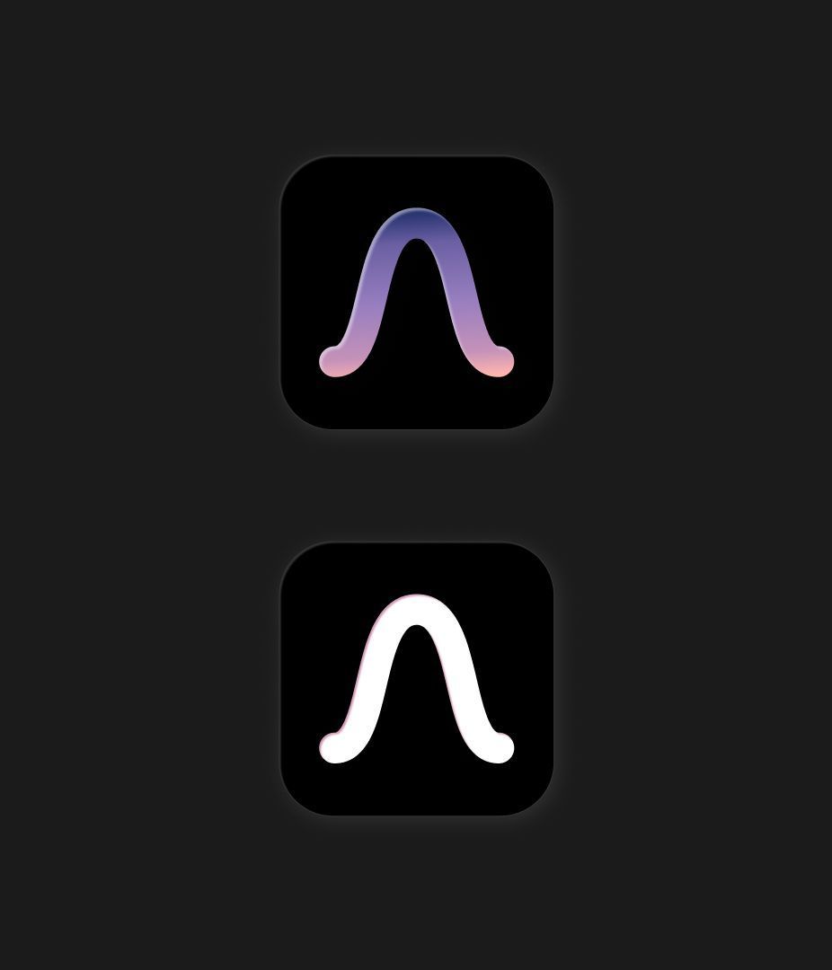 Two app icons with stylized wave symbols on a dark background.